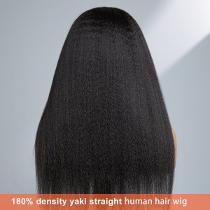 Patohia te 4C Yaki Straight HD Reihi Wig Me te Afro Kinky Hairline