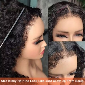 Typ 4C Kinky Curly HD krajková paruka s kudrnatými vlasy