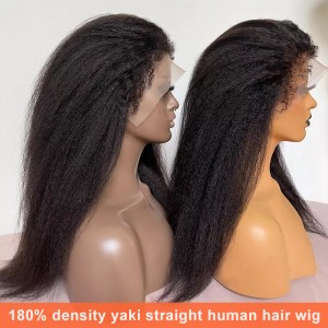 13×4 Kinky Straight Human Hair Wig nga May Curly Edges