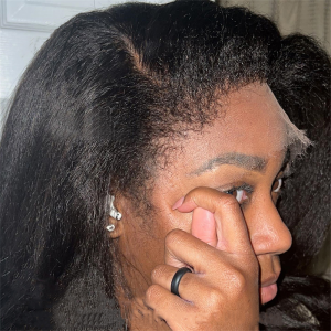 13 × 4 perucas de cabelo humano liso crespo com bordas encaracoladas