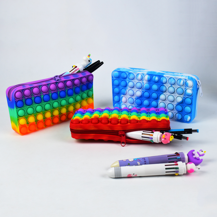 Silikone Pop it blyanttaske Simple Fidget Toy Pen Case Udvalgt billede