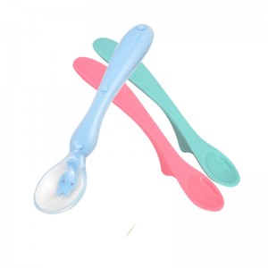 Custom Label wasta Teether Spoon berwarna Pelatihan Kids Self Dahar Leutik dahar buckwheat Silicone Baby Spoons