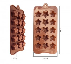Mini Star Shape 15 õõnsused Fondant šokolaadi valmistamise vormi alus Silikoon