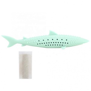 Kocimiętka dla zwierząt domowych czyszczenie zębów trzonowych w kształcie ryby trening interaktywna zabawka dla silikonowych zabawek do żucia dla kotów