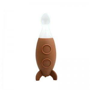 Гореща ракета с форма на бебе Хранене Мека бутилка Лъжица Еластични прибори за хранене Лъжици Силикон