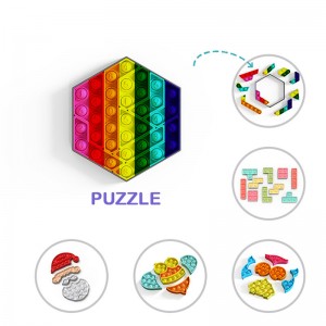 2021 Giocattoli all'ingrosso per bambini Giocattoli per stress a bolle Hexagon Fun Push Poppet Bubble Fidget Set di giocattoli sensoriali
