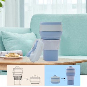 ຜະລິດຕະພັນໃຫມ່ 300ML ຂາຍສົ່ງຢາງ Reusable Water Mug Silicone Folding Collapsible Coffee Cup ສໍາລັບການເດີນທາງນອກ