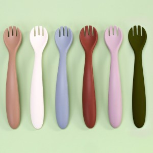 High Quality LFGB Approved Kitchen Spoon Fork Set Custom Wooden Wooden Bamboo Food Grade Silicone Baby Spoon