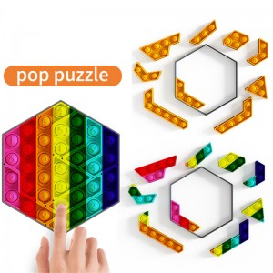 2021 Χονδρική πώληση παιδικών παιχνιδιών με φυσαλίδες άγχους Hexagon Fun Push Poppet Bubble Fidget Sensory Toy Set