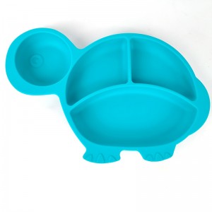 Turtle-shaped Baby Tray Silicone Divided Baby Plate Snack Table Tray Silicone Placemat Plate For Kids Toddlers With Suction