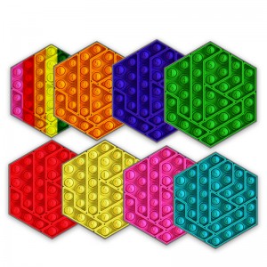 2021 လက်ကား ကလေးကစားစရာ Bubble Stress Toys Hexagon Fun Push Poppet Bubble Fidget Sensory Toy Set
