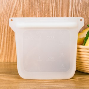 Food Grade ប្រទេសចិនលក់ដុំតម្លៃថោក ថង់អាហារស៊ីលីកុនដែលអាចប្រើឡើងវិញបាន Vacuum Reusable Silicone Food Storage Bag