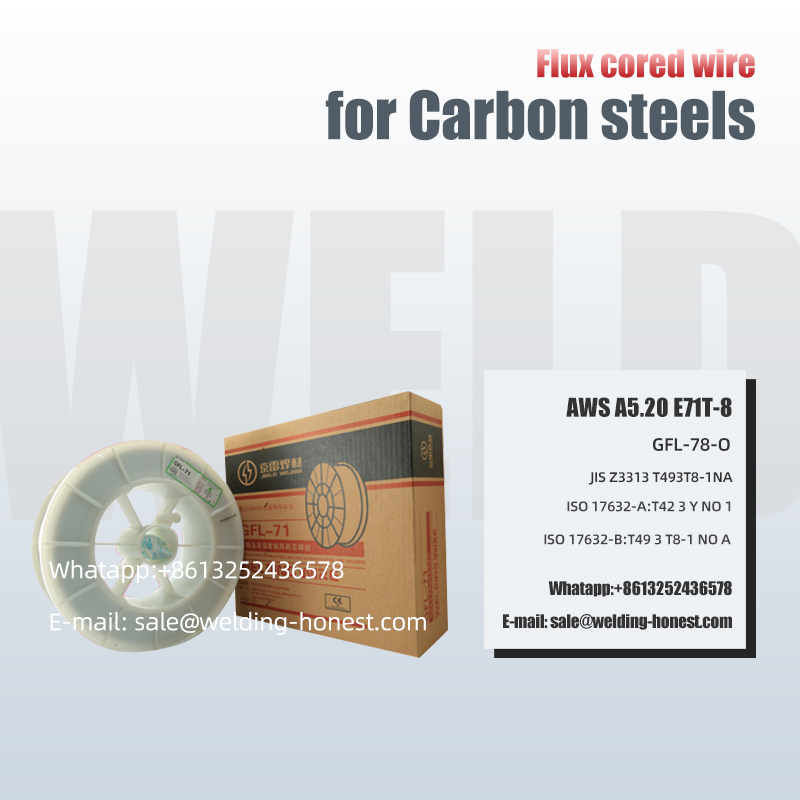 Aceros con alto contenido de carbono Alambre con núcleo fundente E71T-8 Componentes para soldadura