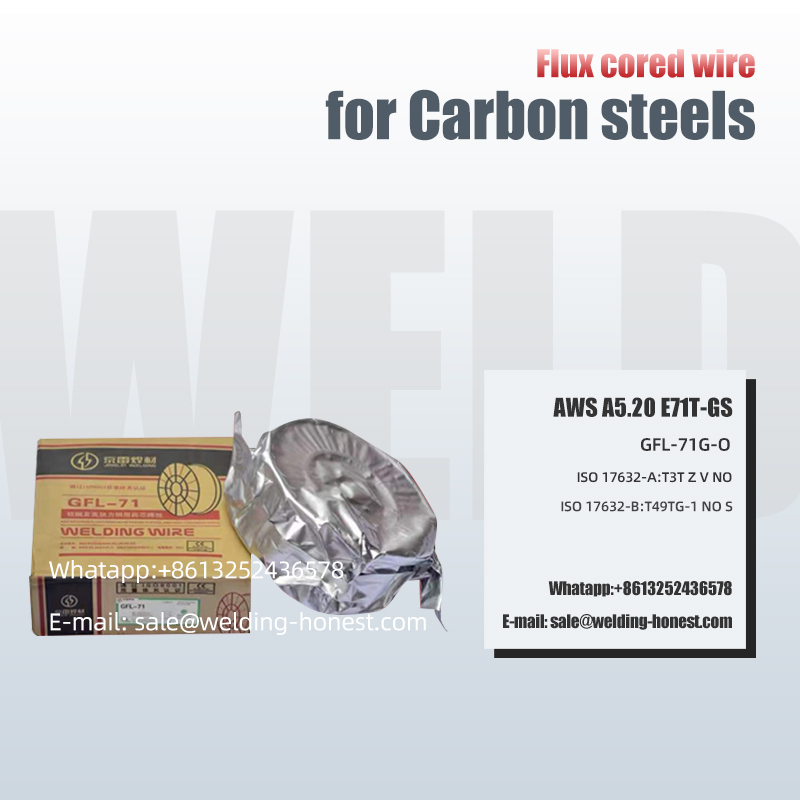 Vysoce uhlíkové oceli Plněný drát E71T-GS Pájecí údaje