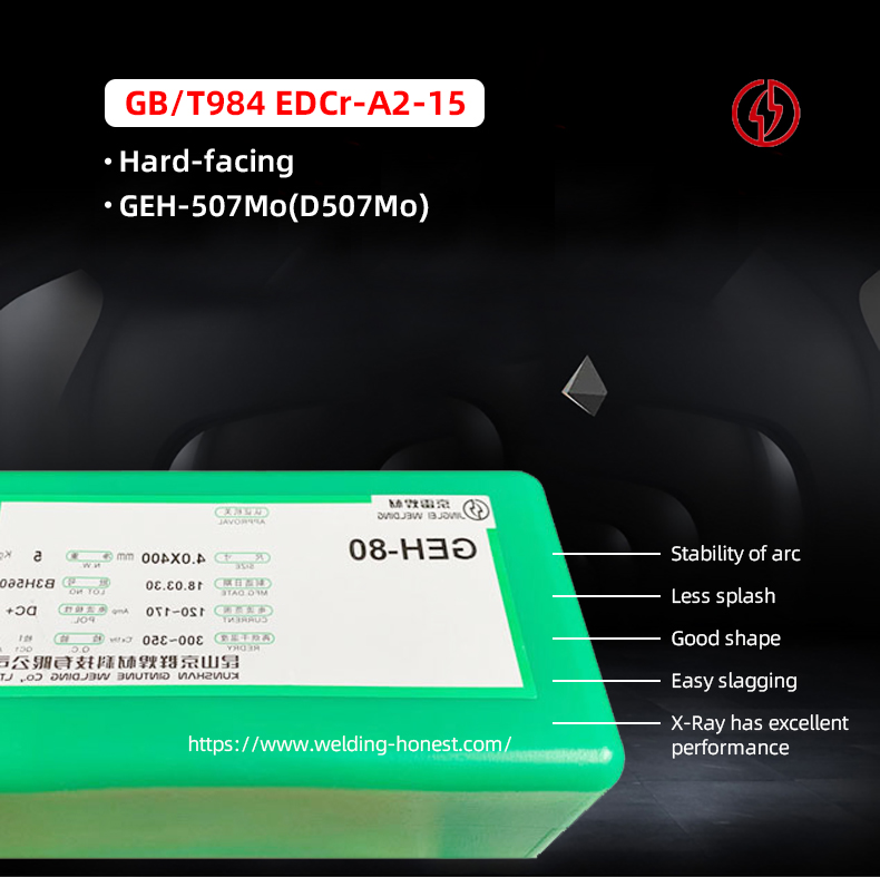 Kemény felületű Kézi elektróda EDCr-A2-15 hegesztési varratok gyártása
