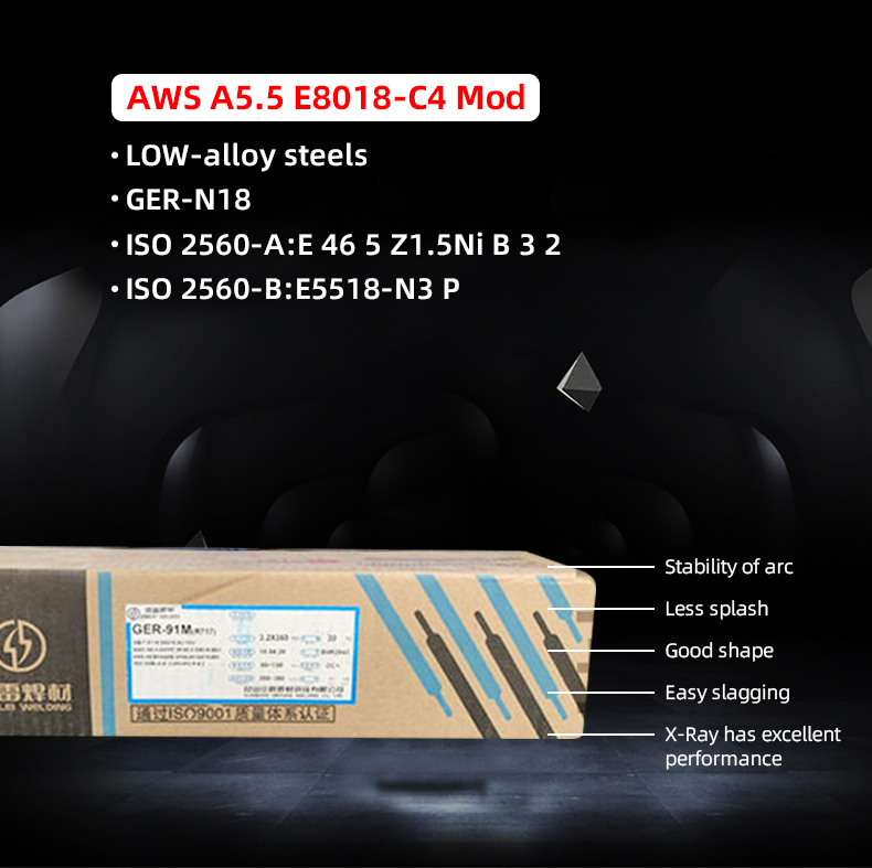 Acers de baix aliatge Elèctrode manual E8018-C4 Dades de fabricació de soldadura Mod