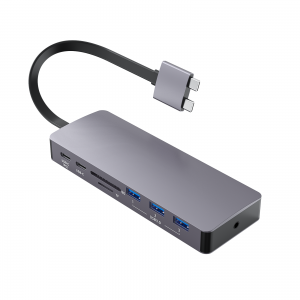 13 di 1 Dual USB3.1/Type-C ber HDMI RJ45 Tîpa-C PD SD/TF qereqola Docking Audio ji bo Macbook