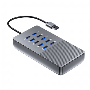 10 portový rozširujúci dok USB-a (rozbočovač), ktorý dokáže pripojiť viacero zariadení USB