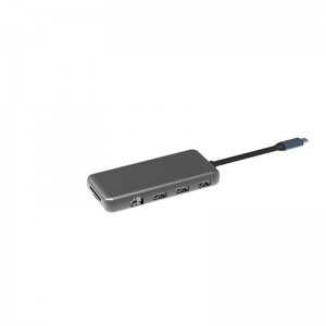 10 na 1 Ụdị-C HUB, USB3.0, Ụdị-C PD 100w, VGA(1080P), 3.5mm Audio maka Macbook