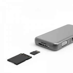 9 i 1 Type-C HUB, USB3.0, Type-C PD 100w, VGA(1080P), 3,5 mm ljud för mac air