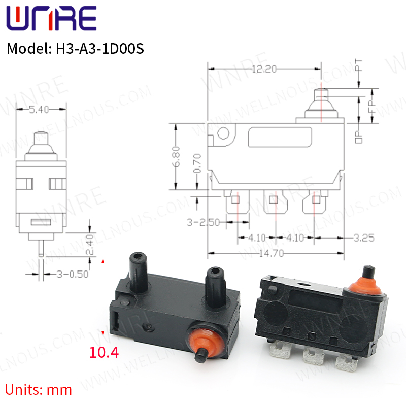 Venda por xunto H3-A3-1D00S Microinterruptor impermeable Interruptor de reinicio automático Interruptor sensible