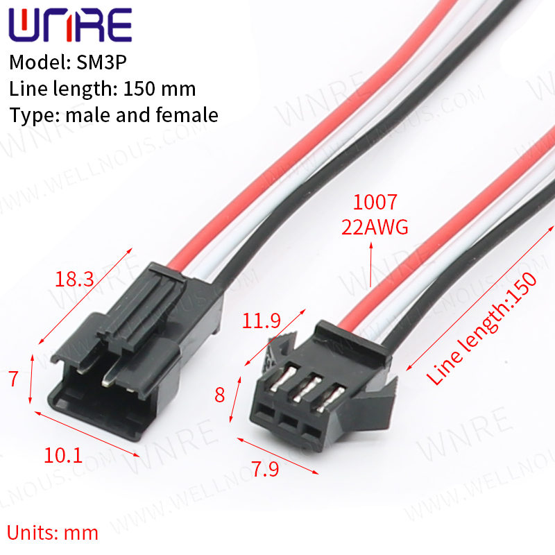 SM 3 pina 150 mm dugi kabel JST konektor muški+ženski