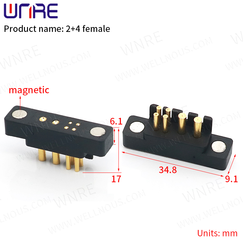 1 rinkinys naujo produkto pritaikymo magneto jungtis 2+4 Pogopin vyriškas ir moteriškas magnetinis jungtis