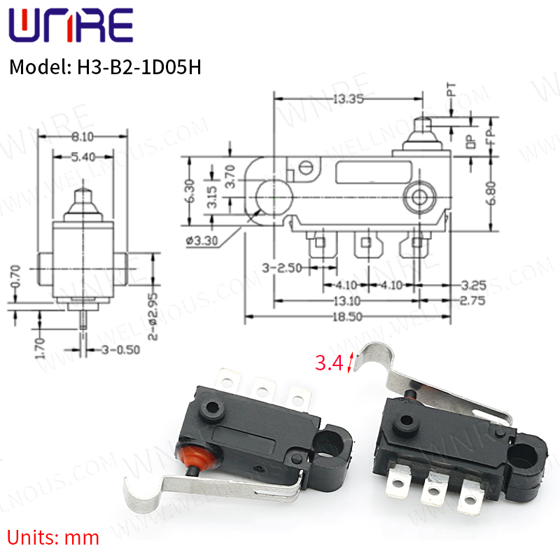 Жогорку сапаттагы H3-B2-1D05S суу өткөрбөйт Micro Switch Self-reset Switch Sensitive Switch