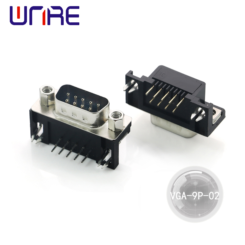 Vendita all'ingrosso VGA-9P-02 Connettore a saldare maschio D-sub a 9 pin tramite connettore VGA a foro
