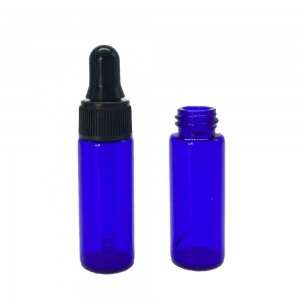 1 dram cobalt blue slim glass bottle with dropper cap for essential oil
