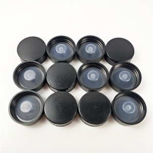 Black Phenolic Cap for Boston Round Bottle 28mm Plastic Lid with Polycone Liner