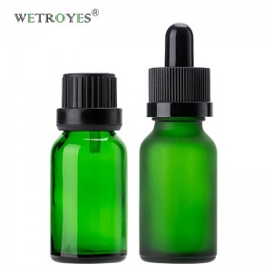 15ml Green Frosted Cosmetic Essential Oil Glass Bottle with Dropper