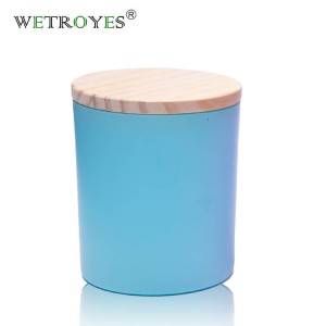 315ML Custom Color Glass Candle Jar With Bamboo Lid