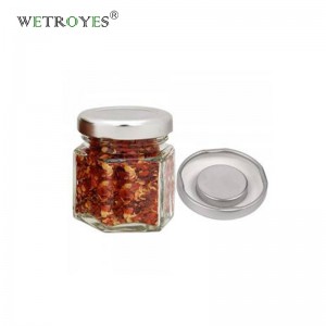Custom Pack of 10 Hexagon Magnetic Glass Spice Jars 45ml with Strong Magnet Lids