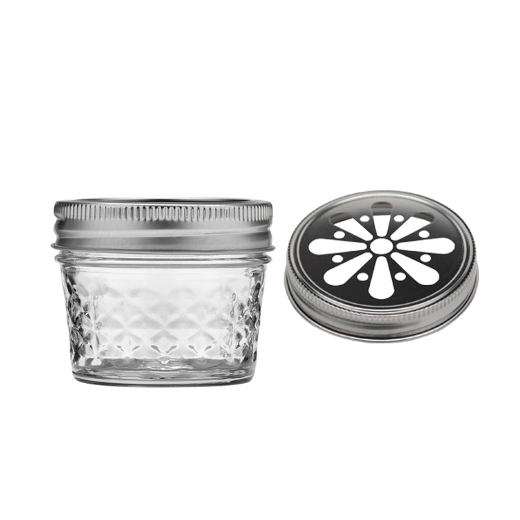 Clear Glass Jar w/ Smooth White Lid, 4 oz