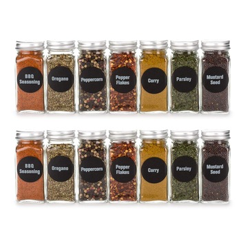 15 Pack 4oz Glass Spice Jars Bottles, Square Spice Containers with Silver  Metal Caps and Pour/