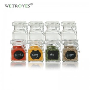 Square Glass Spice Jars 3.4 ounce with Airtight Flip Top