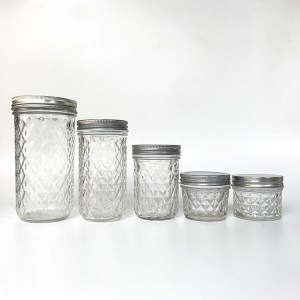 Wholesale Crystal Glass Mason Jar for Caviar Herb Jelly Jams with Metal Lids