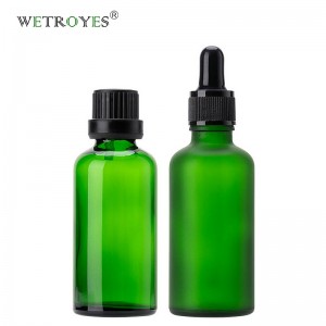 50ml Green Frosted Cosmetic Glass Dropper Bottle Essential Oil