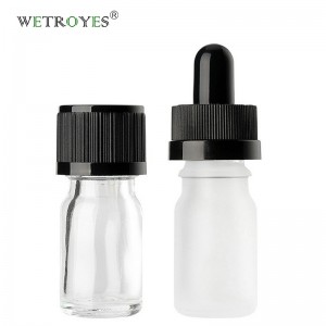 5ml Frosted Clear Glass Bottle Essential Oil with Screw Cap Dropper