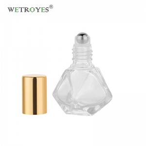 5ml DIY Travel Essential Oil Roller Bottle Polygonal Clear Glass Cosmetic Contaners Vials for Essential Oils