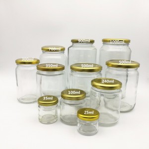25ml 50ml 100ml 250ml 500ml Round Glass Honey Jar with Metal Lid