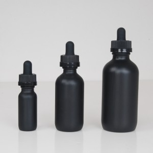 Matt black dropper bottle with children resistant dropper cap for CBD oil