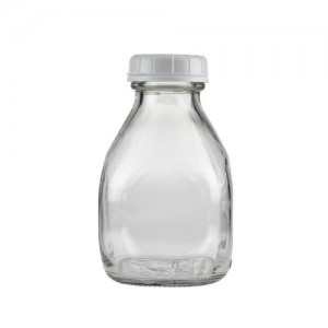 16oz 473ml Square Daily Milk Glass Bottle with Plastic Cap