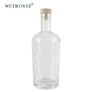 New 750ml Vodka Liquor Rum Glass Spirits Bottle With Cork Stopper TJ14
