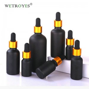 Black Glass Dropper Bottle for essential Oil with Gold Dropper