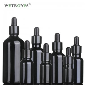 Wholesale Black Glass Essential Oil Bottle with Black Dropper