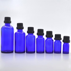 5 ml 10 ml 15 ml 20 ml 30 ml 50 ml 100 ml cobalt blue empty glass essential oil bottle with tamper evidence cap
