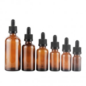 Small 1oz 30ml Amber Glass Bottle for Essential Oil with Black Dropper Lid