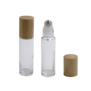 Transparent 10ml natural bamboo cap roll on bottle